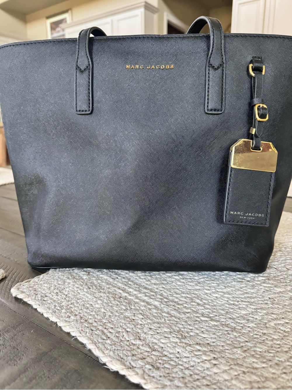 Marc By Marc Jacobs Black Saffiano Tote with Gold Hardware